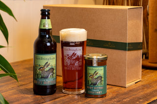 Beer Gift Box, including Sandringham Norfolk Brewed Best Bitter, a pint glass and tomato chutney.