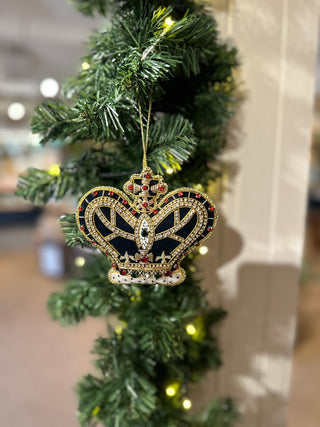 Christmas Blue and Gold Crown Tree Decoration