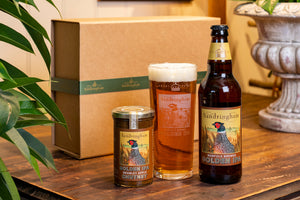 Sandringham Golden IPA Gift Box - Norfolk Brewed Golden IPA bottle, pint glass and bramley apple chutney in a gift box.