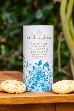 All Butter Caramel and Sea Salt Biscuits in a tin.